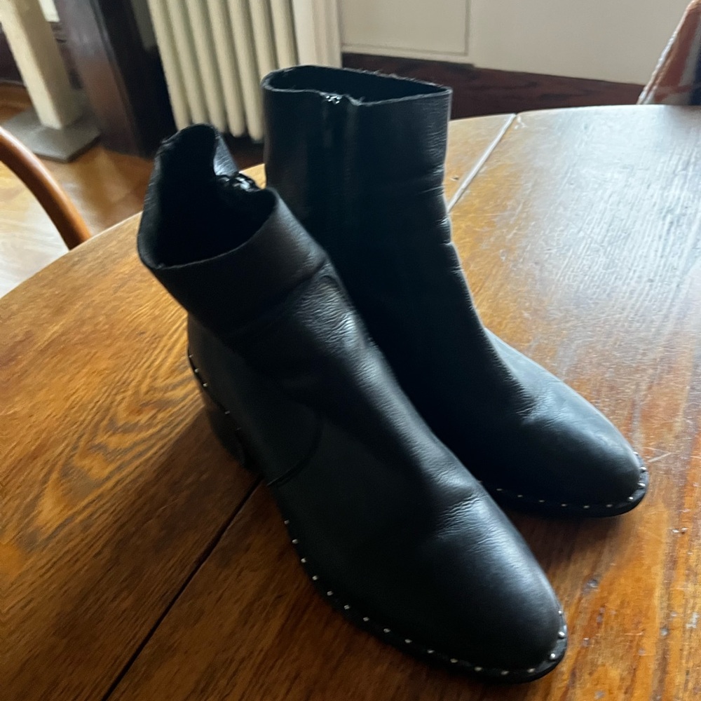 ASOS Black Leather Ankle Boots with Studded Trim